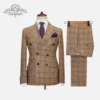 Luxury Chekered Cenne de graoom Suit