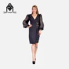 Solid V-Neck Party Dress