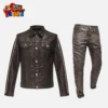 Black-Gold Printed Denim Jeans Set