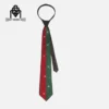 Men's Green-red Rhinestone Zipper Neck Tie